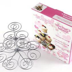 3 Tier Cupcake Stand Metal Holder Tower Dessert Carrier Disp