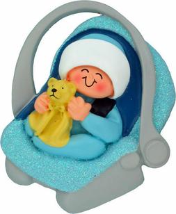 Baby Boy Ornament in Carrier Car Seat First 1st Christmas Ho