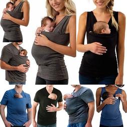 Baby Carrier Kangaroo Big Pocket Vest T-Shirt Women Men Base