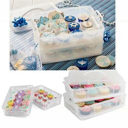 Cake Cupcake Holder Carrier 2 Tier Removable Trays Versatile