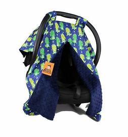 Dear Baby Gear Car Seat Canopy, Green Dinosaurs on Navy, Nav
