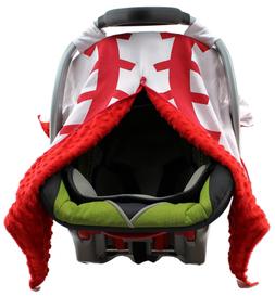 Dear Baby Gear Carseat Canopy, Sports Baseball Print, Red Mi