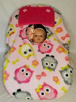 CarSeat Cover Pink Owls Baby Girl Cozy Infant Carrier With P