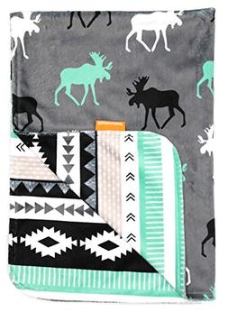 Dear Baby Gear Deluxe Baby Blankets, Custom Minky Print Blac