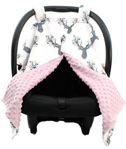 Dear Baby Gear Deluxe Carseat Canopy, Custom Minky Print Gir