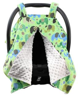 Dear Baby Gear Deluxe Carseat Canopy, Minky Print Baby Eleph