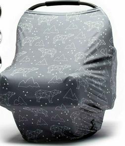 egmao baby Grey Arctic bears car seat nursing cover shawl po