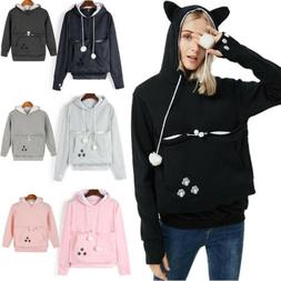 Family Unisex Pet Cat Ear Big Kangaroo Pouch Hoodie Holder C