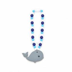 Nummy Beads Gray & Blue Whale Baby Carrier Teether Teething 