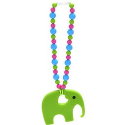 Nummy Beads Green Elephant Teether Toy Attaches To Baby Carr