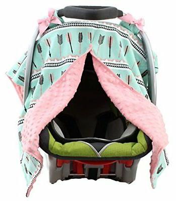 Dear Baby Gear Carseat Canopy, Arrows on Mint Green, Pink Mi