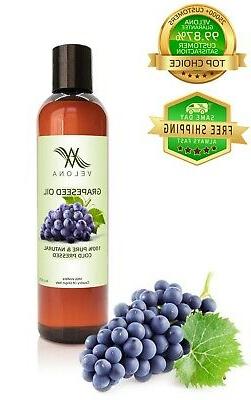 Grapeseed Oil 8 oz ORGANIC NATURAL CARRIER Cold Pressed 100%