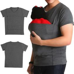 Men's Dad Baby Carrier T-Shirt Wrap Maternity Kangaroo Bag C