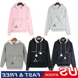 New Unisex Cat Ear Big Kangaroo Pouch Hoodie Long Sleeve Pet