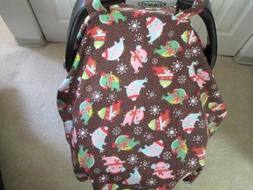 NEW - Winter Birds Print Flannel Handmade Baby Car Seat Carr
