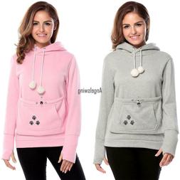 New Women Big Kangaroo Pouch Sweatshirt Pet Cat Dog Carrier 