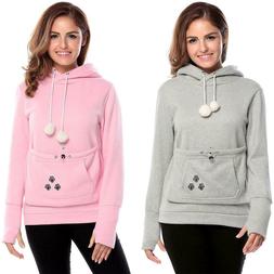 New Women Big Kangaroo Pouch Sweatshirt Pet Cat Dog Carrier 