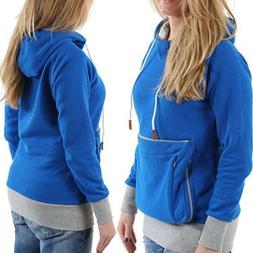 Pet Lover Pouch Hoodie With Cat Dog Carrier Holder Sweatshir