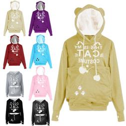 Pet Lover Pouch Hoodie With Cat Dog Carrier Holder Sweatshir
