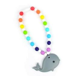 Nummy Beads Rainbow Gray Whale Teether Toy Attaches to Baby 