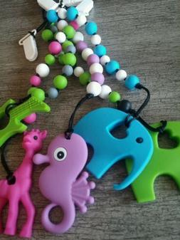 Silicone baby chew toy clip elephant  teething baby carrier 