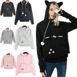 US Family Unisex Pet Cat Ear Big Kangaroo Pouch Hoodie Holde